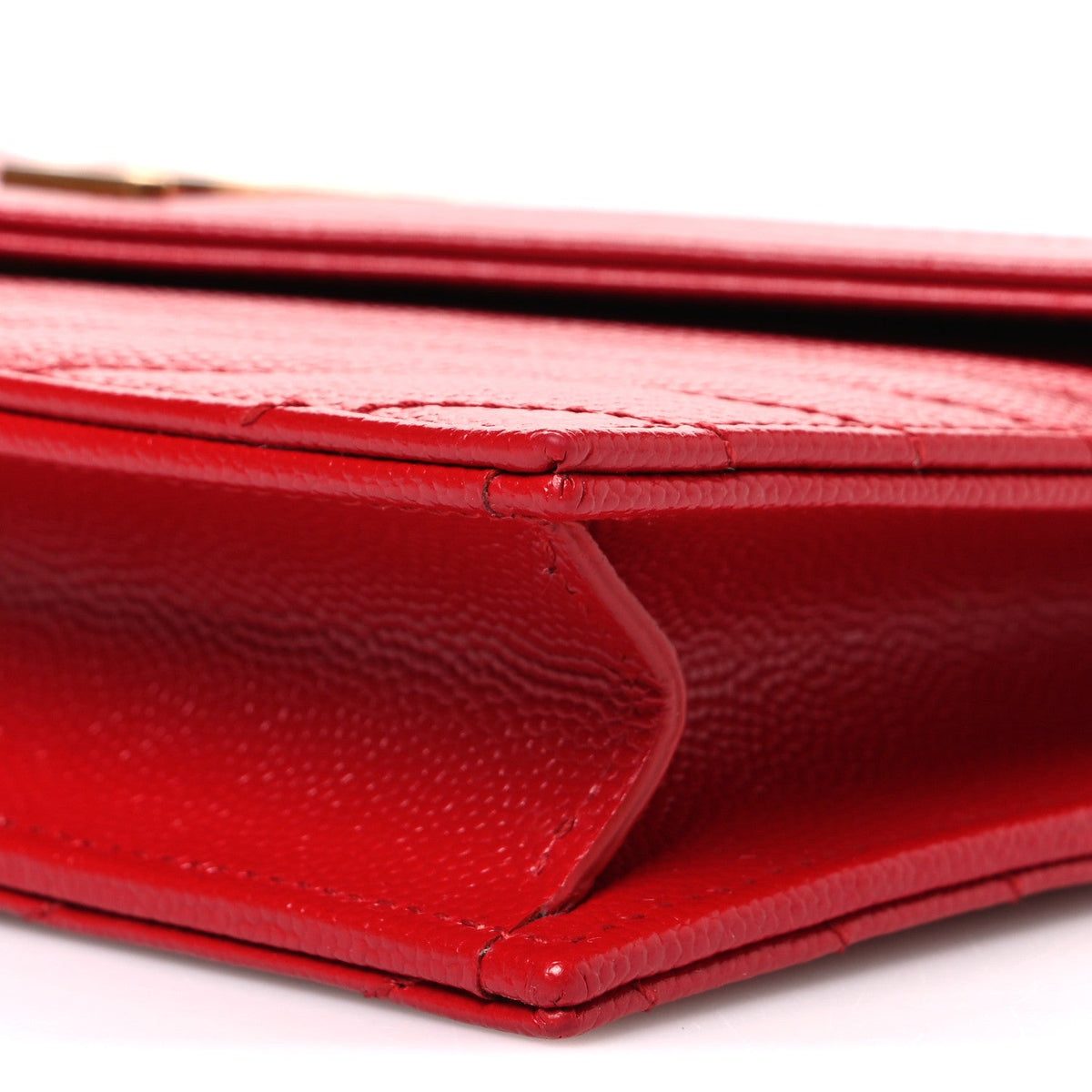 Grain De Poudre Matelasse Chevron Monogram Envelope Chain Wallet Bandana Red
