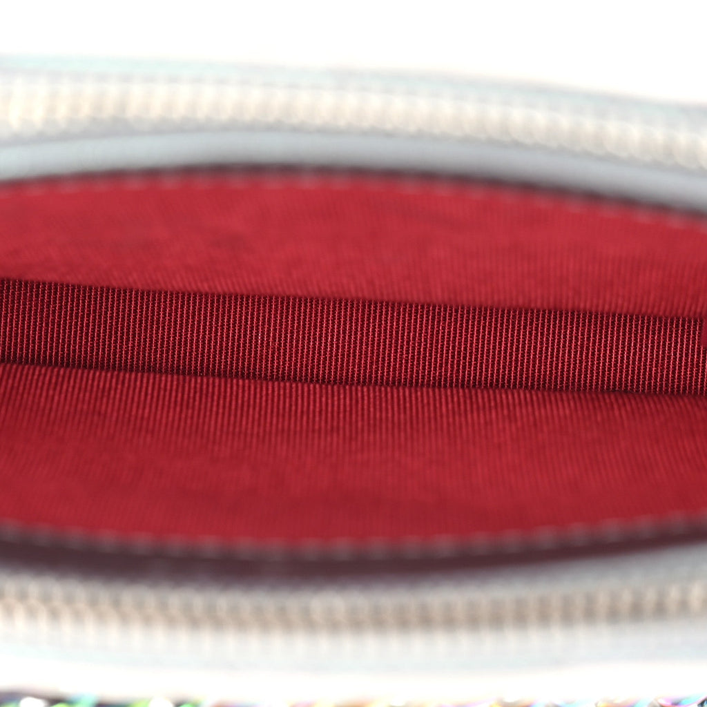 Iridescent Lambskin Calfskin Quilted Small Gabrielle Clutch With Chain Light Purple