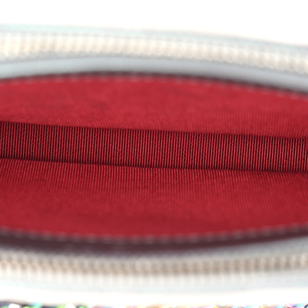 Iridescent Lambskin Calfskin Quilted Small Gabrielle Clutch With Chain Light Purple