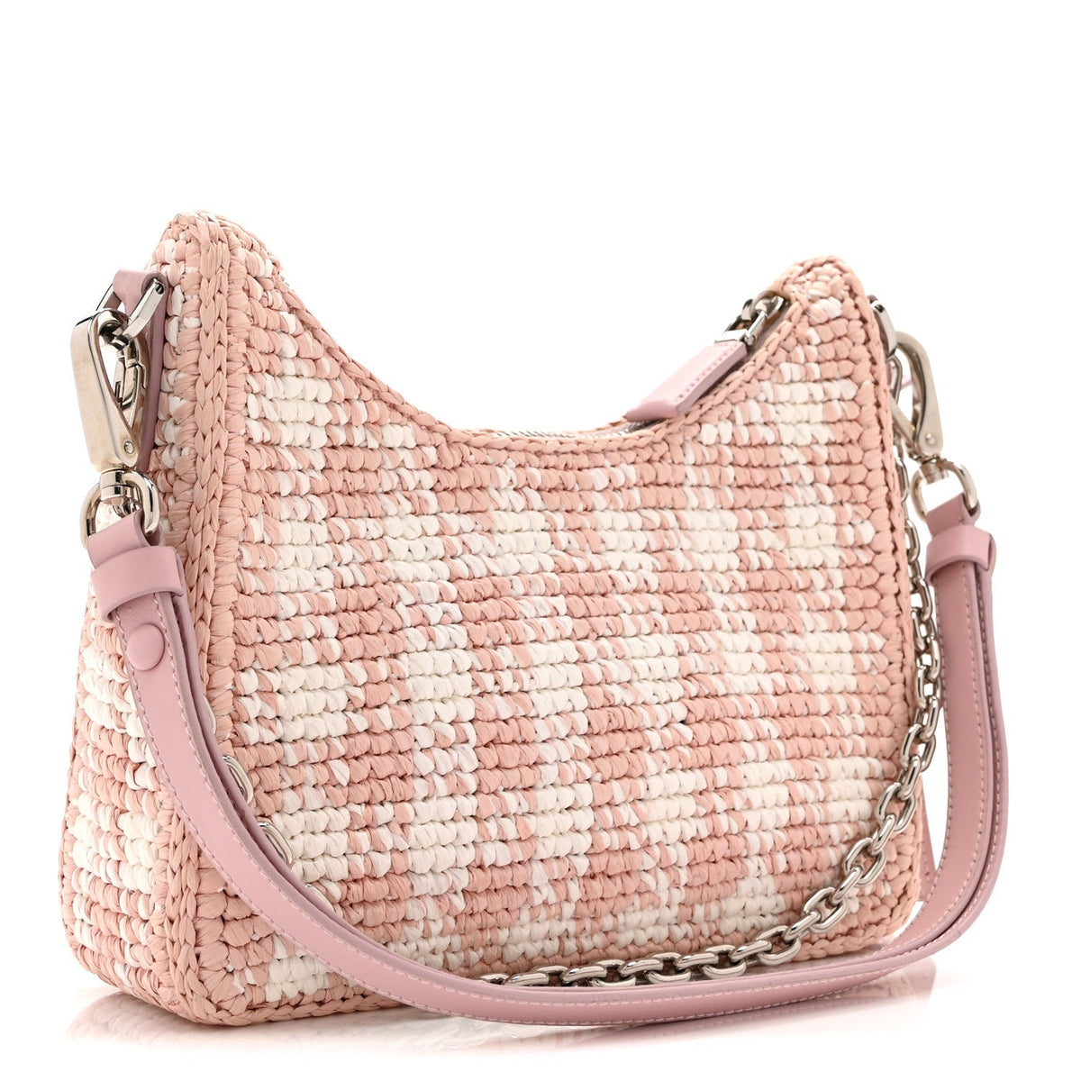 Yarn Raffia Effect Crochet Mini Re-Edition Shoulder Bag Alabastro