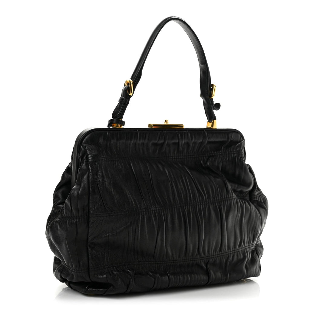 Nappa Dressy Gaufre Framed Tote Black