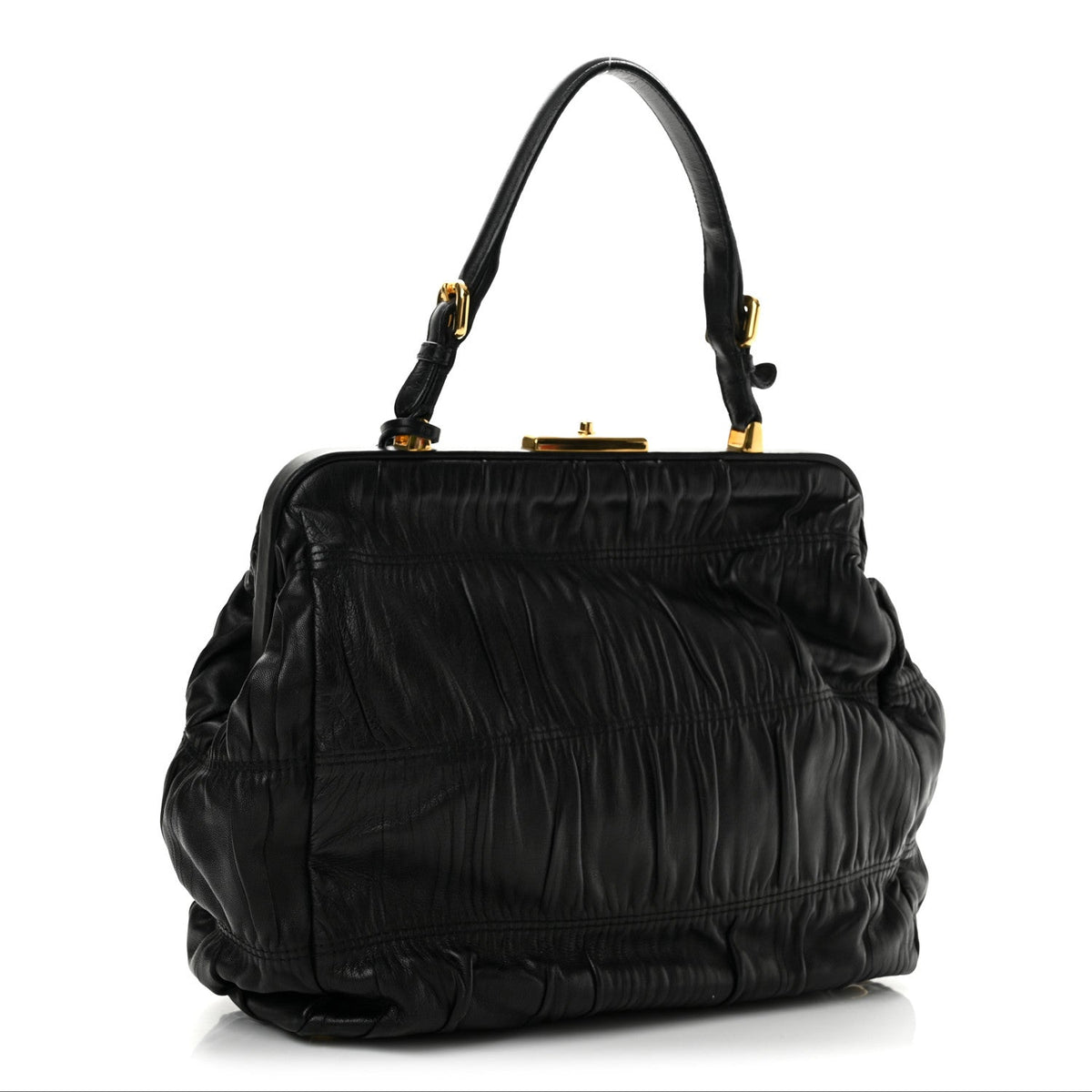 Nappa Dressy Gaufre Framed Tote Black