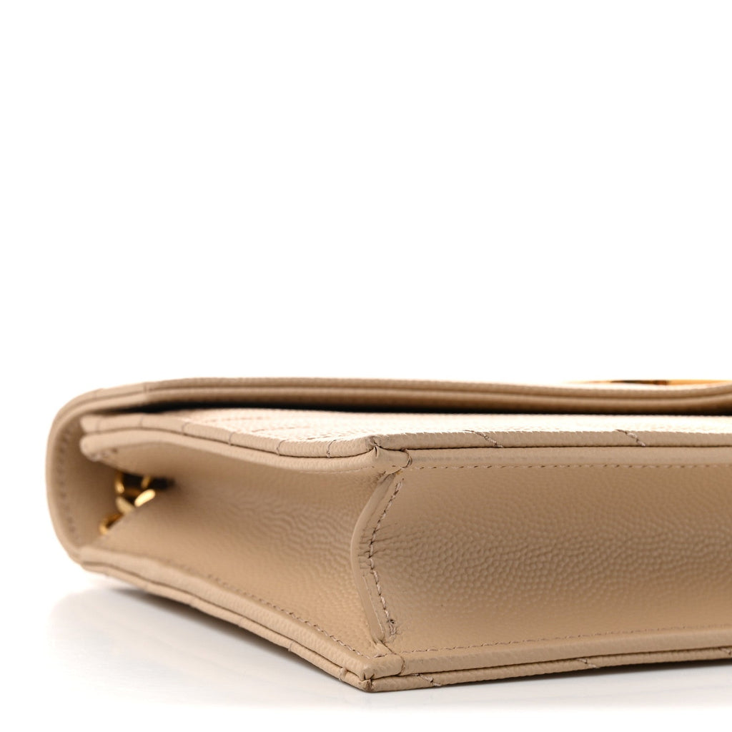 Grain De Poudre Matelasse Chevron Monogram Envelope Chain Wallet Nude Powder