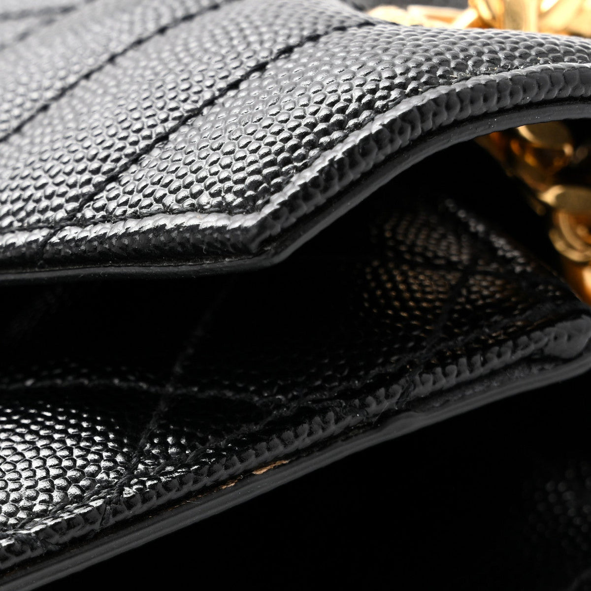 Grain De Poudre Textured Mixed Matelasse Large Triquilt Monogram Satchel Black