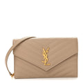 Grain De Poudre Matelasse Chevron Monogram Envelope Chain Wallet Dark Beige