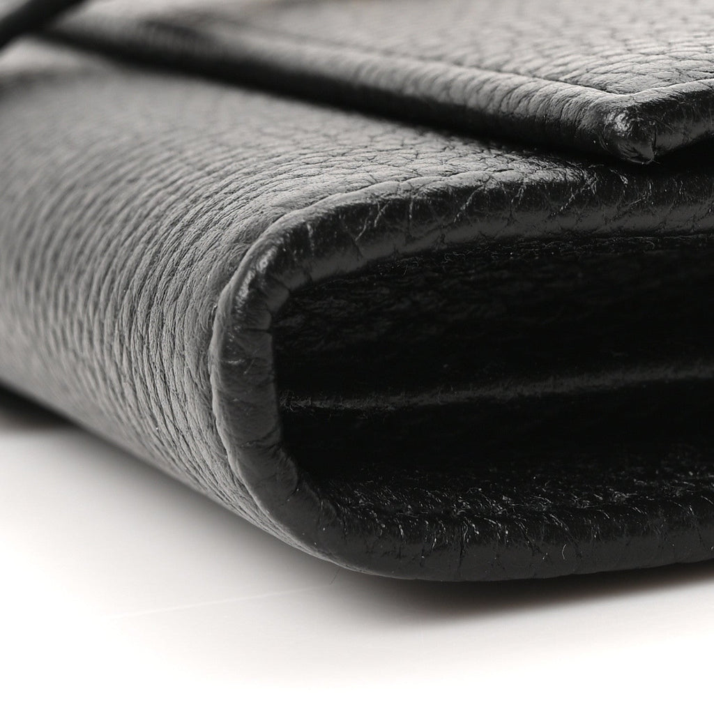 Pebbled Calfskin Jackie 1961 Chain Wallet Black