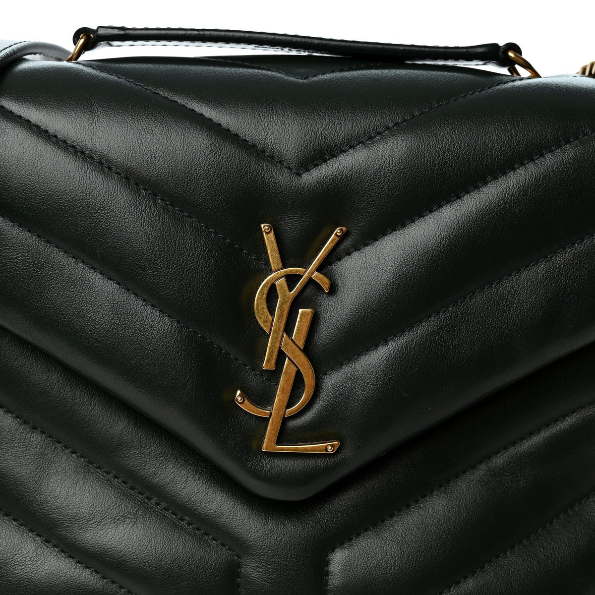 Calfskin Y Quilted Monogram Small Loulou Chain Satchel Vert Fonce