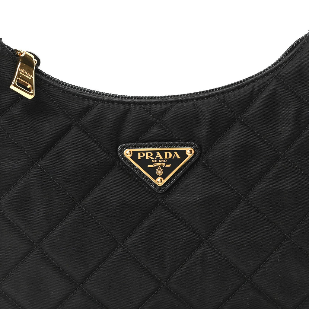 Tessuto Nylon Stitched Shoulder Bag Black