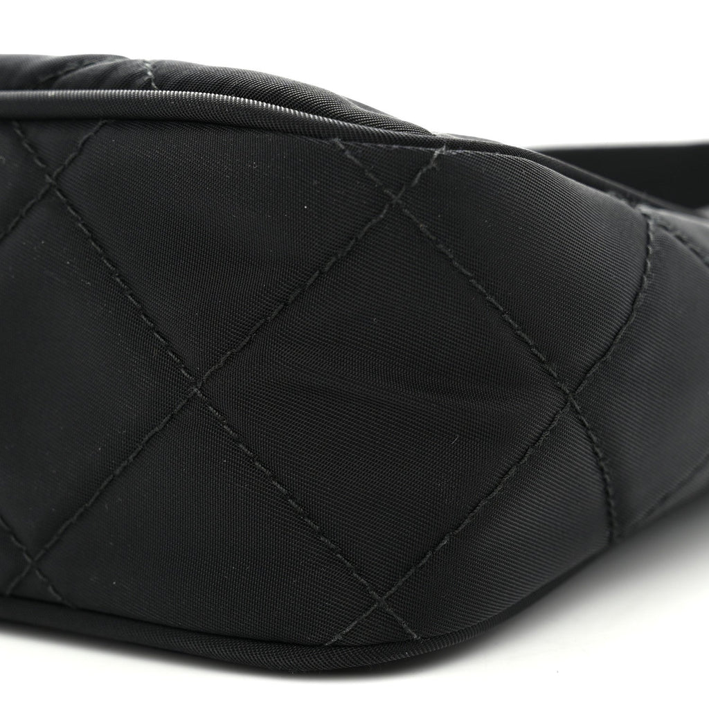 Tessuto Nylon Stitched Shoulder Bag Black