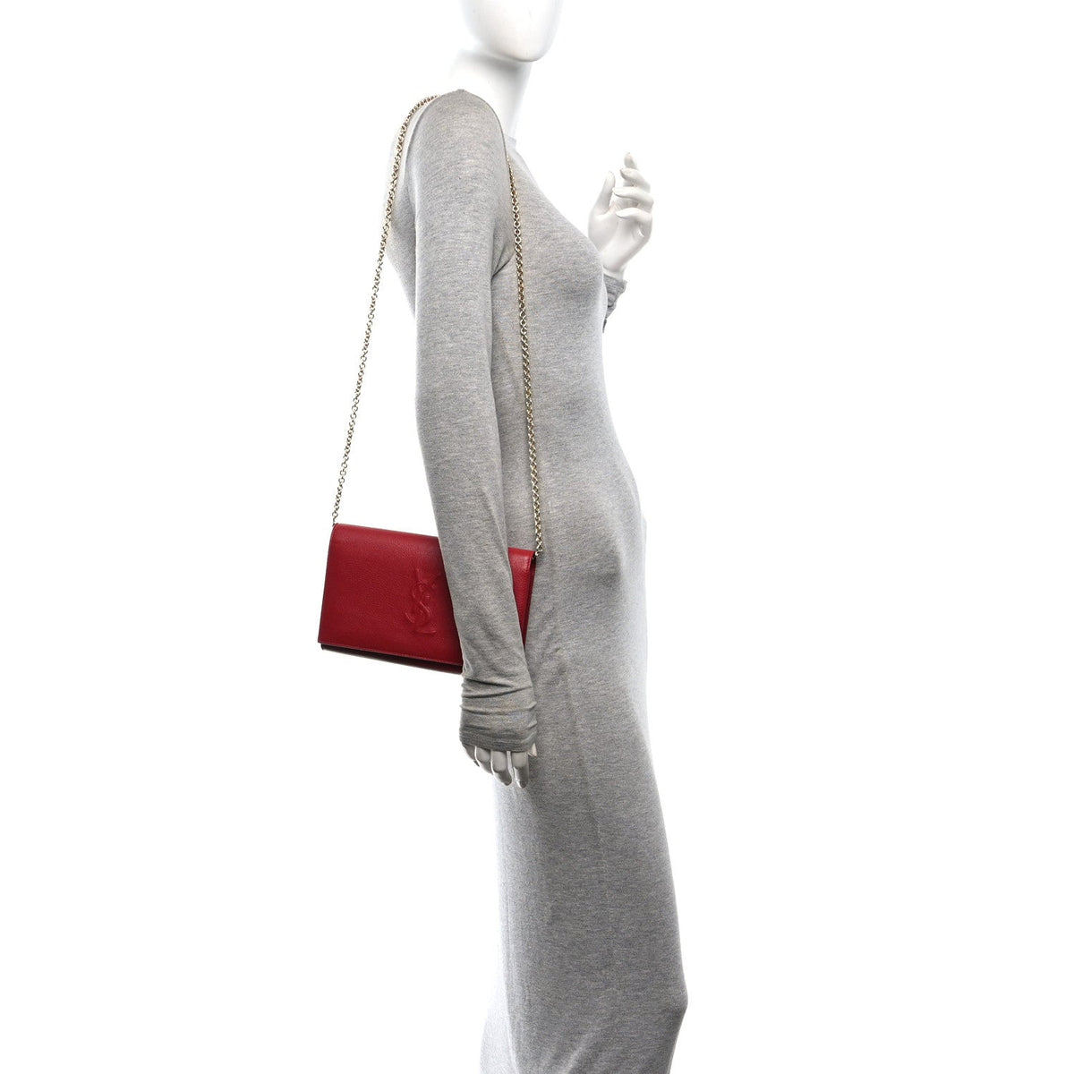 Calfskin Belle de Jour Chain Clutch Rouge Orient