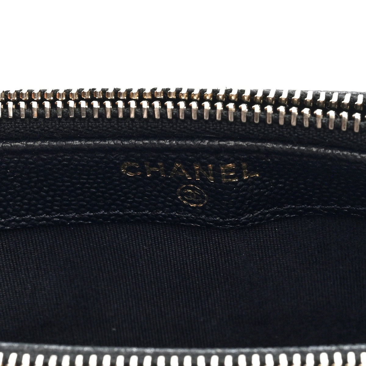 Caviar Quilted Zipped Phone Holder With Chain Black