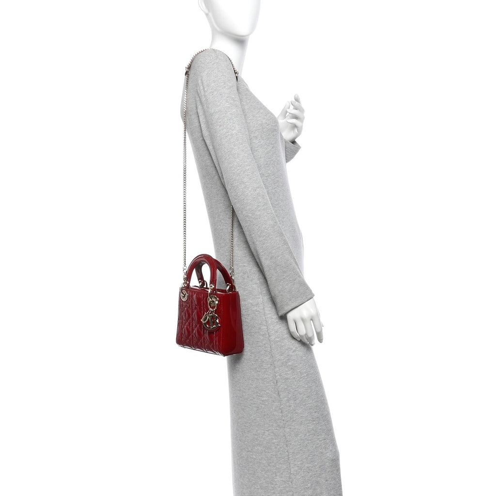 Patent Cannage Mini Lady Dior Red
