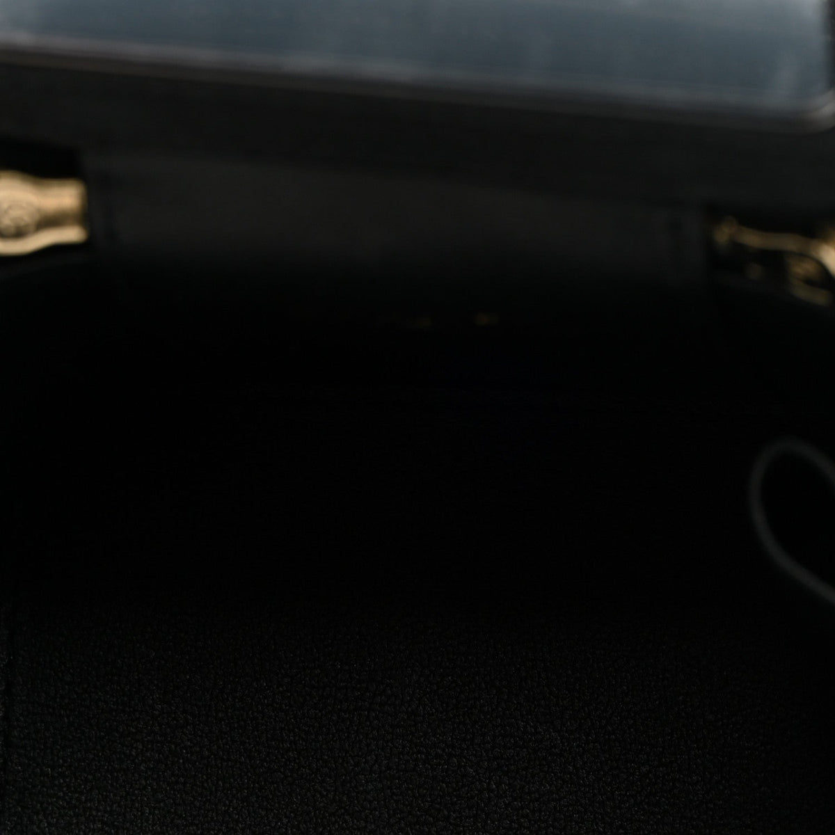 Lambskin Quilted Top Handle Mini Vanity Case With Chain Black