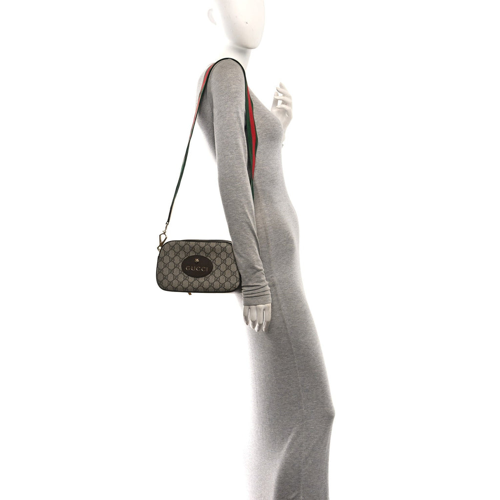 GG Supreme Monogram Web Neo Vintage Shoulder Bag Beige New Acero Crop