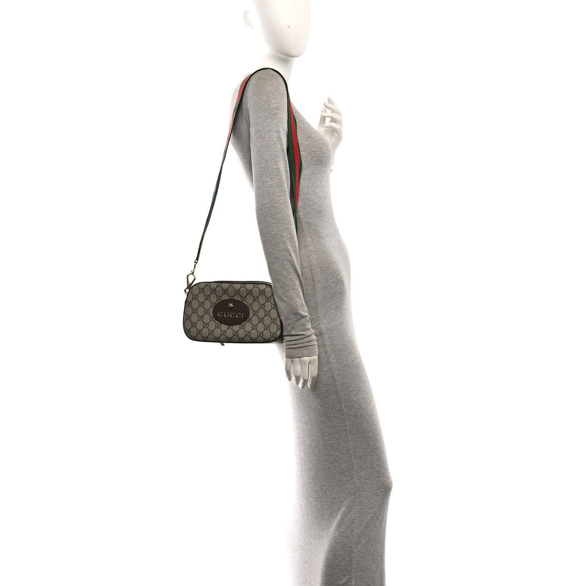 GG Supreme Monogram Web Neo Vintage Shoulder Bag Beige New Acero Crop