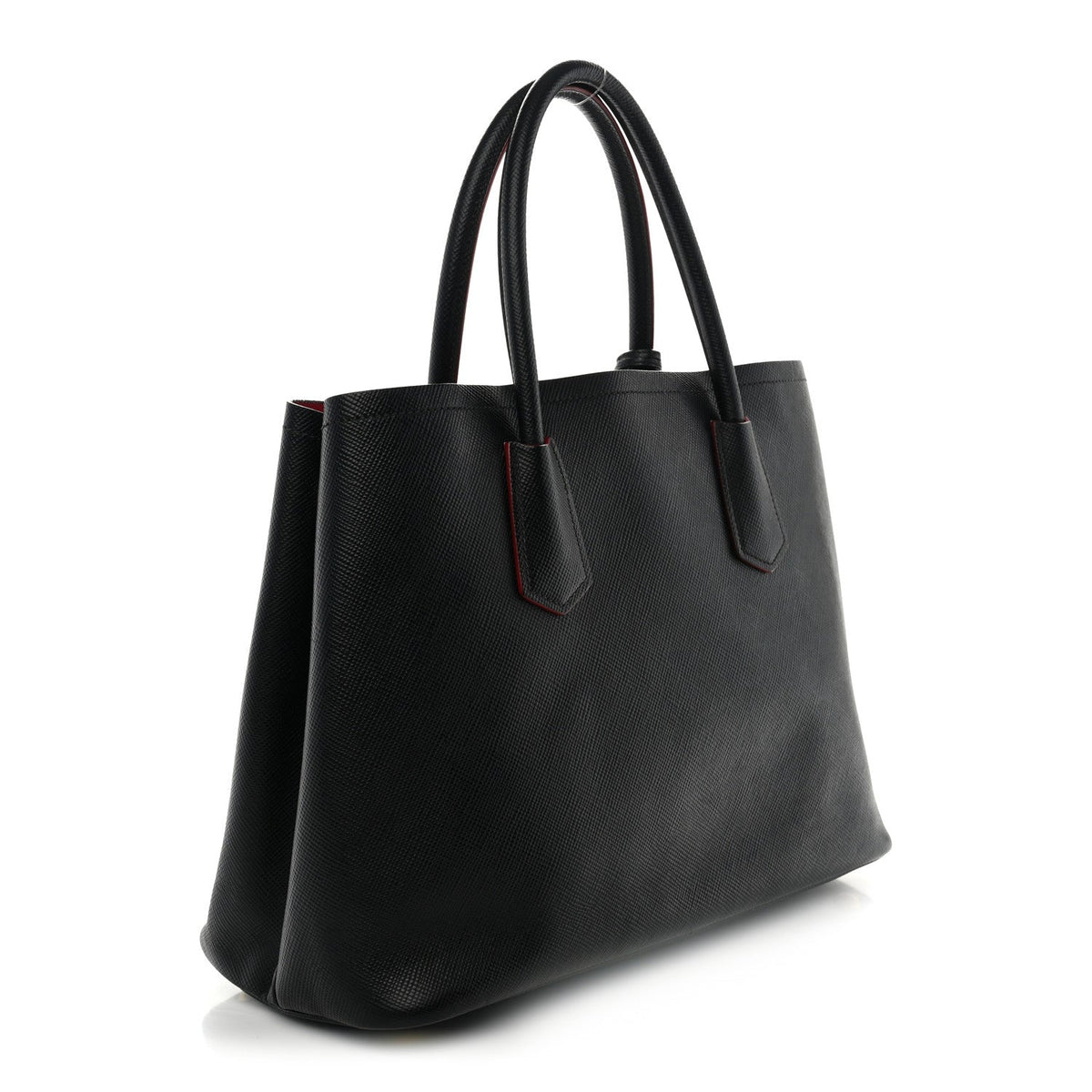 Saffiano Cuir Medium Double Bag Black Fuoco