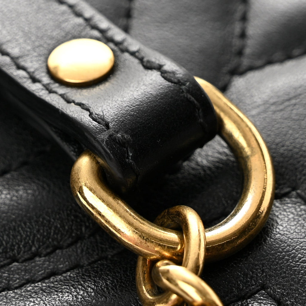 Calfskin Matelasse Mini GG Marmont Chain Shoulder Bag Black