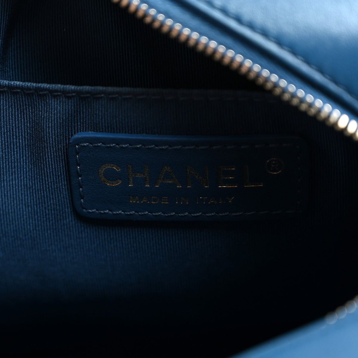 Calfskin Stitched Enamel CC Camera Case Bag Blue