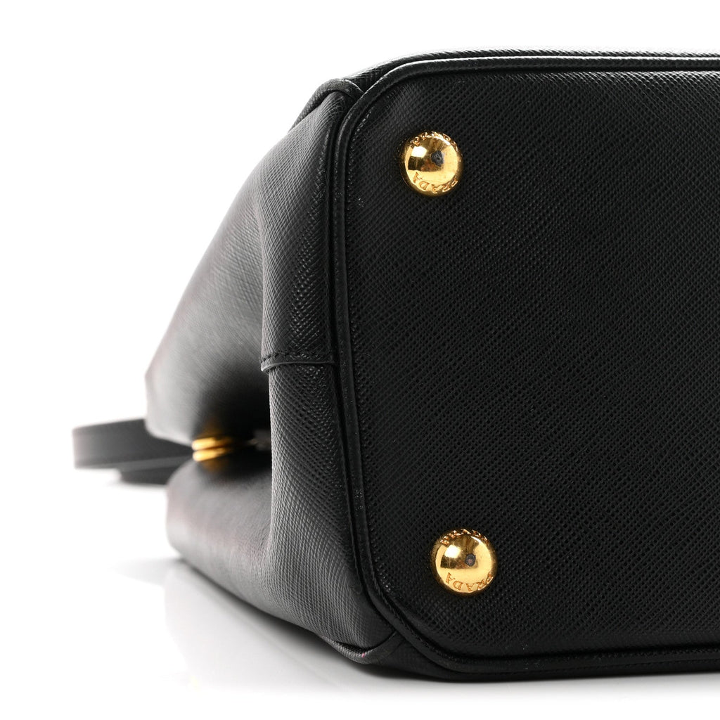 Saffiano Small Galleria Double Zip Tote Black