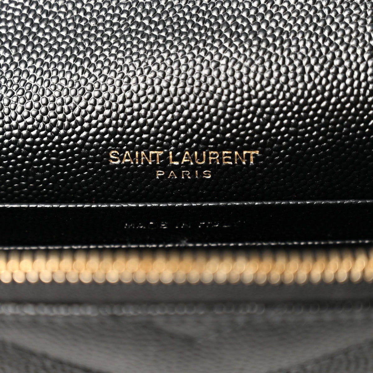 Grain De Poudre Matelasse Chevron Monogram Envelope Chain Wallet Black