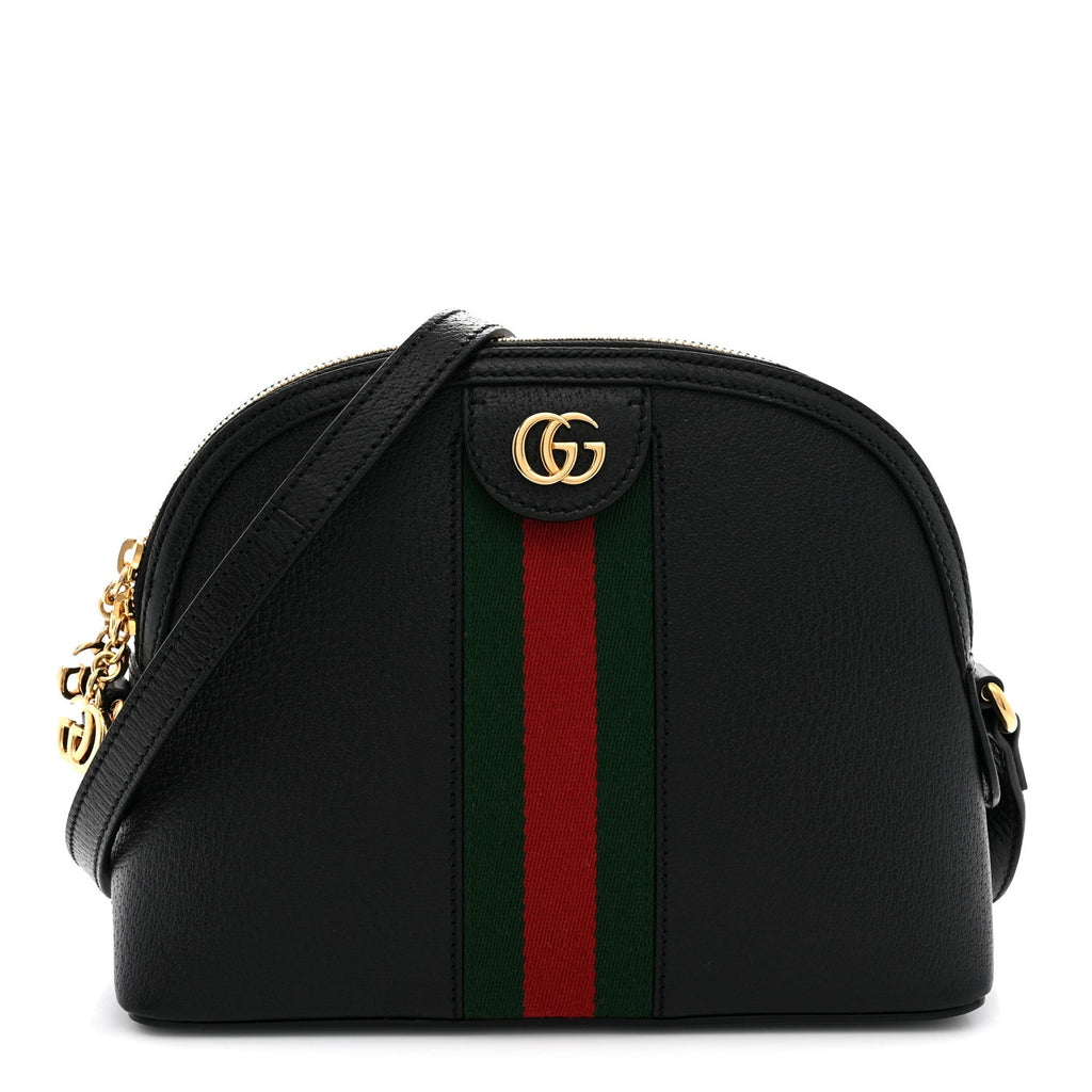 Calfskin GG Web Small Ophidia Dome Shoulder Bag Black