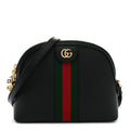 Calfskin GG Web Small Ophidia Dome Shoulder Bag Black