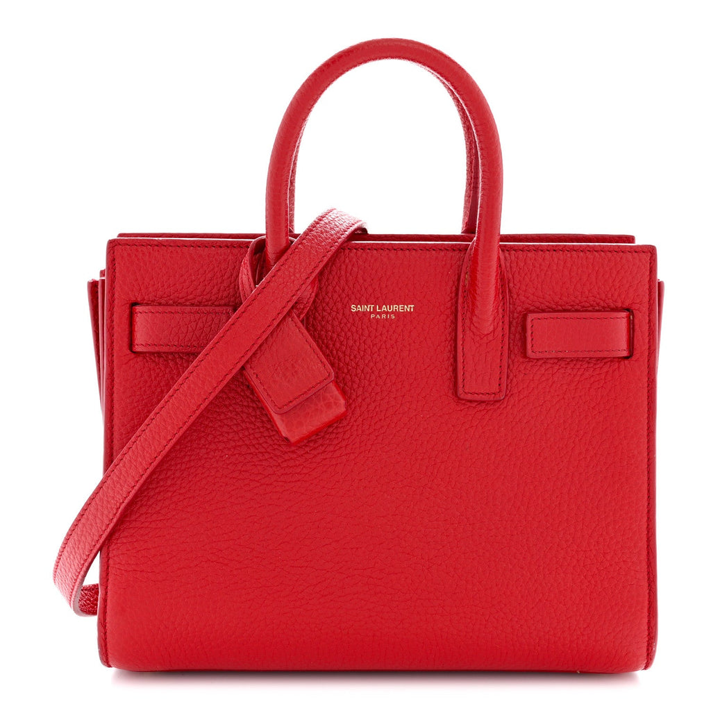 Grained Calfskin Nano Sac De Jour Lipstick Red
