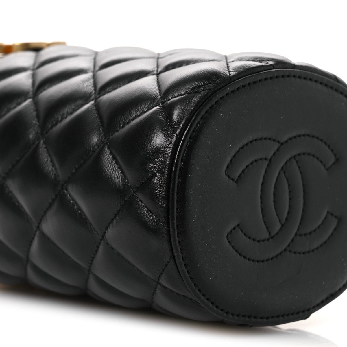 Lambskin Quilted Crown Box Bag Black
