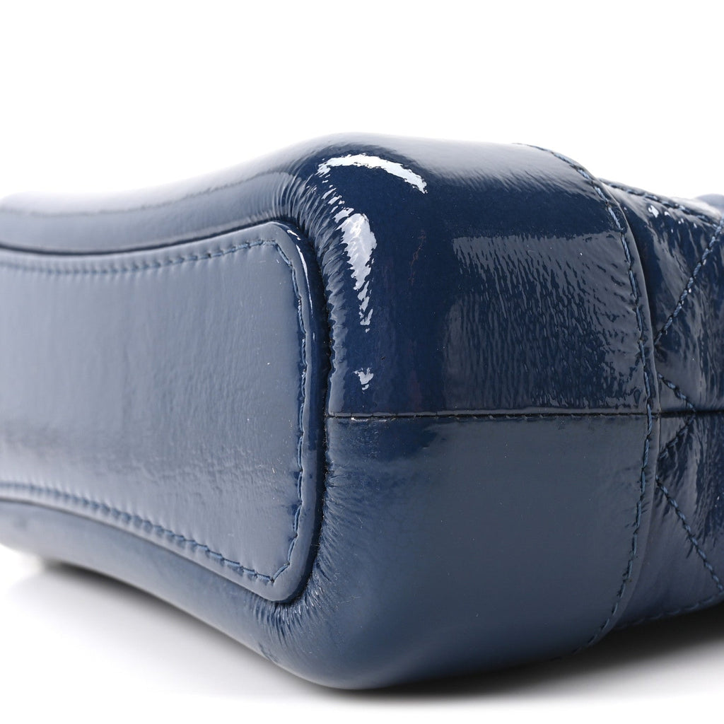 Patent Goatskin Quilted Small Gabrielle Hobo Blue