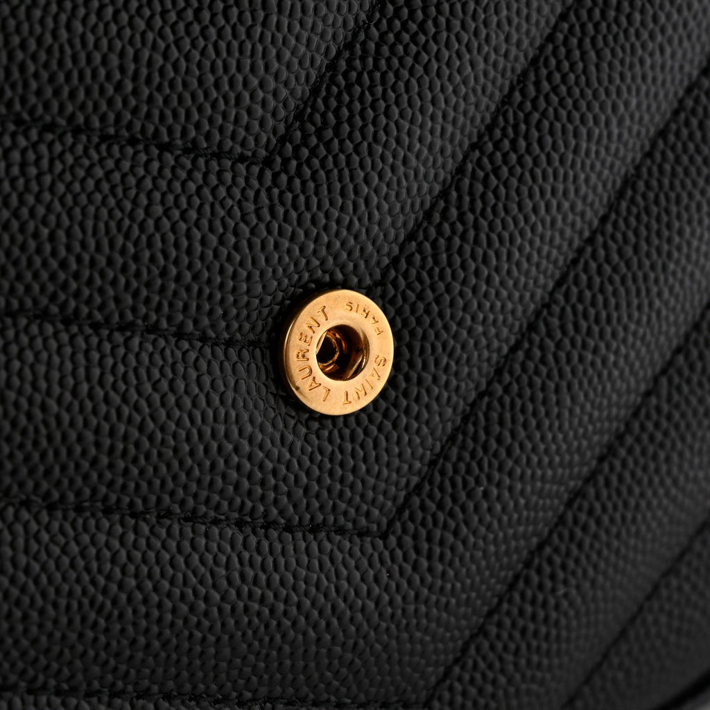 Grain De Poudre Matelasse Chevron Monogram Chain Wallet Black