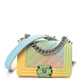 Caviar Quilted Mini Cuba Rainbow Boy Flap  Pink Multicolor