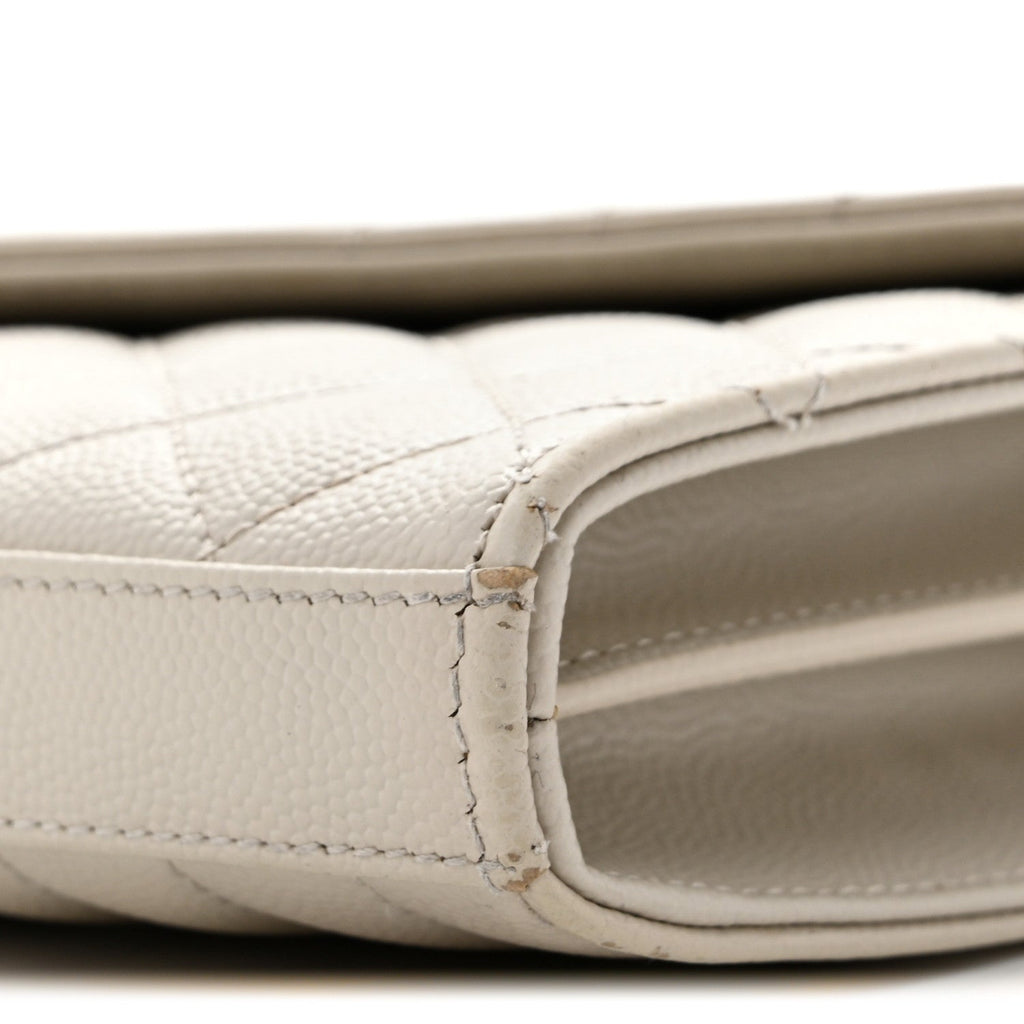 Grain De Poudre Mixed Matelasse Triquilt Monogram Chain Wallet Crema Soft