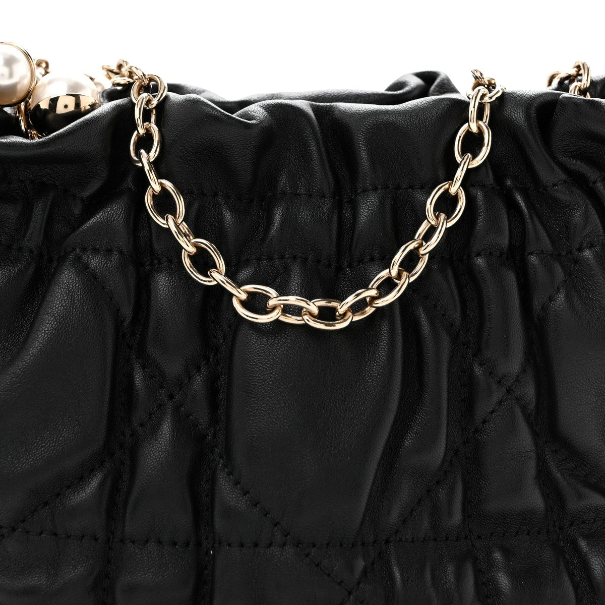 Gaufre Lambskin Cannage Delices Mini Bag Black