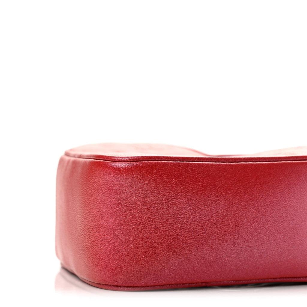 Lambskin Embossed Monogram Fall In Love Sac Coeur Heart Chain Bag Lipstick Red