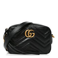Calfskin Matelasse Mini GG Marmont Chain Shoulder Bag Black