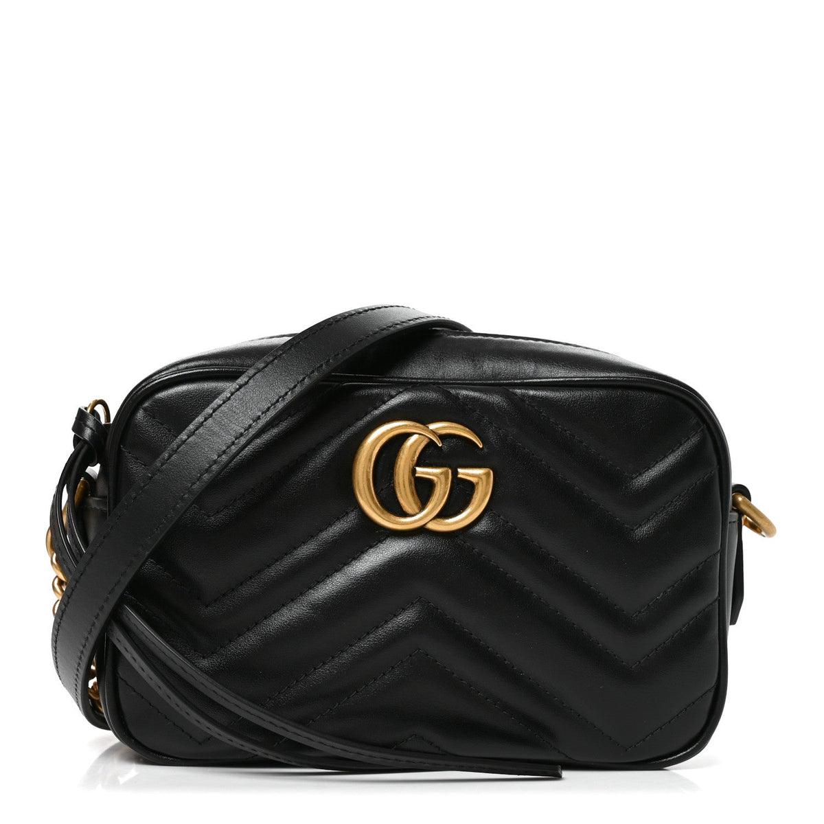 Calfskin Matelasse Mini GG Marmont Chain Shoulder Bag Black