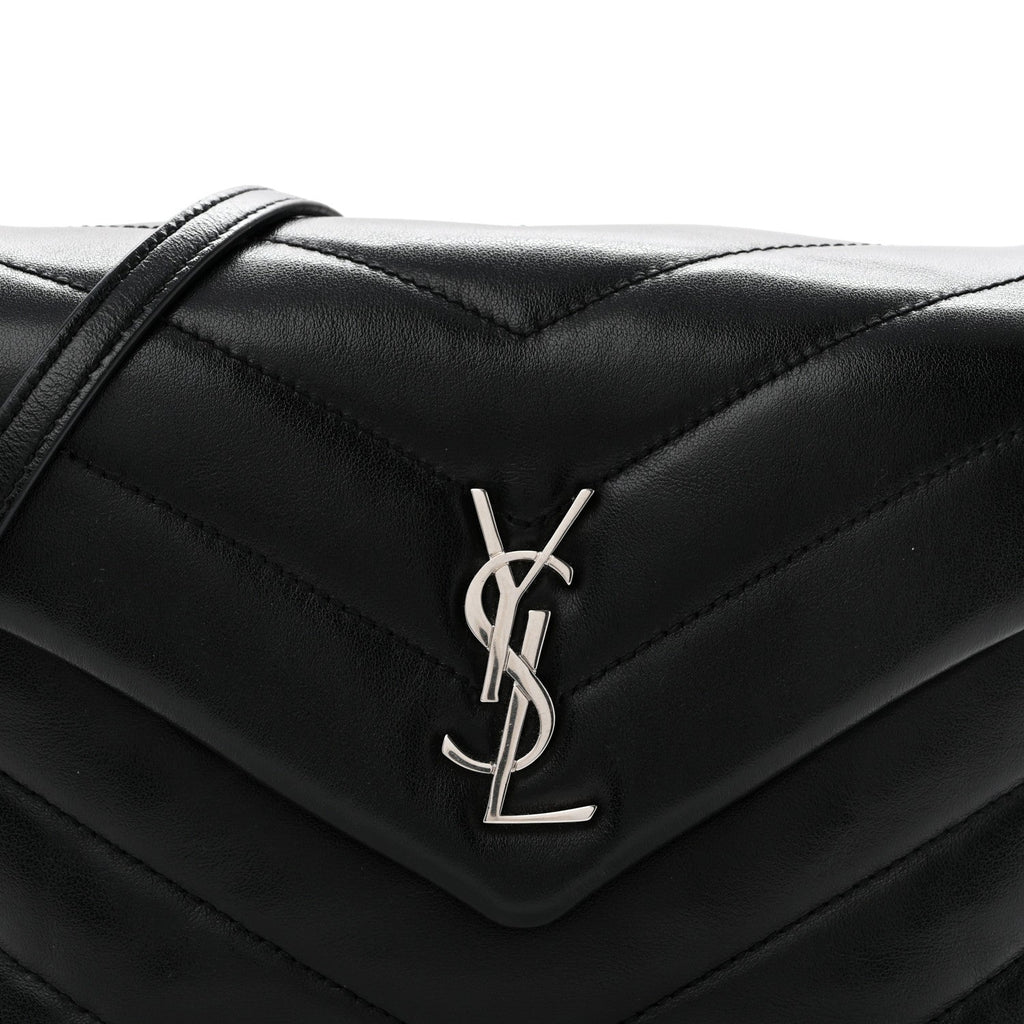 Calfskin Y Quilted Monogram Toy Loulou Crossbody Bag Black