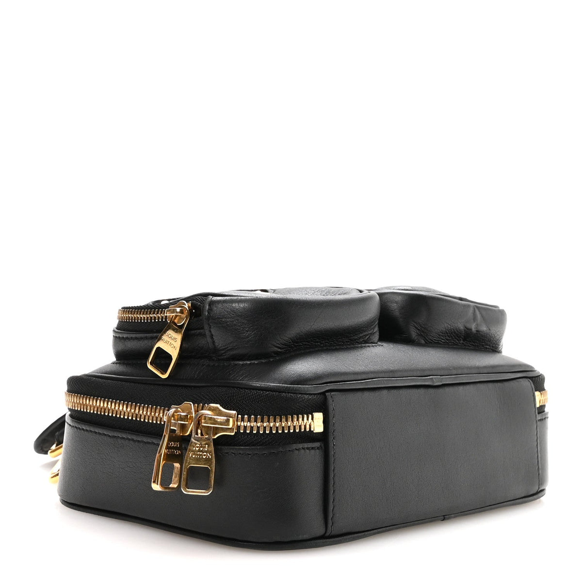 Calfskin Monogram Embossed Utility Crossbody Black