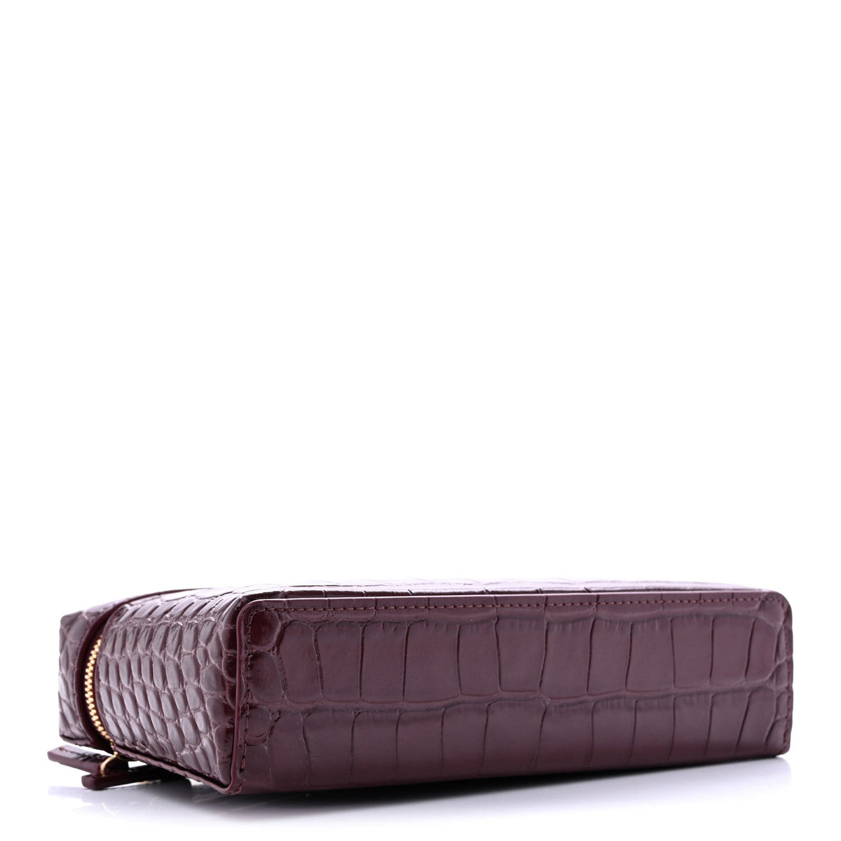 Calfskin Crocodile Embossed Crococo Exoticoco Vanity With Chain Dark Burgundy