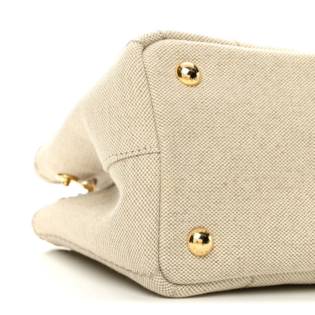 Canvas Mistolino Ricamo Small Logo Tote Naturale