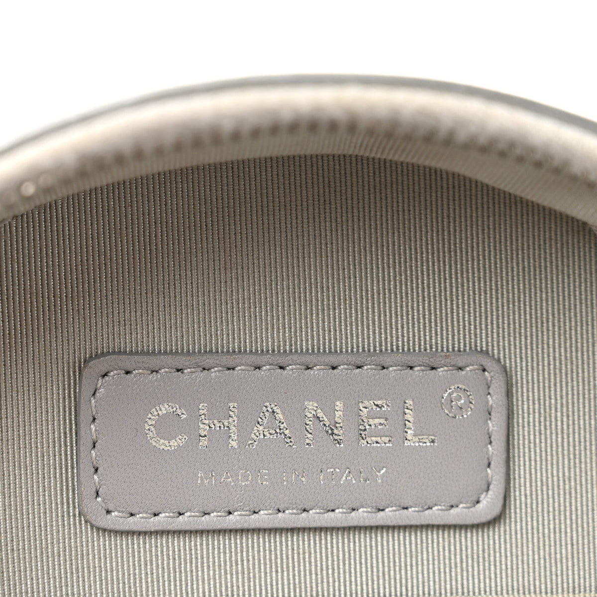 Metallic Glazed Calfskin Round As Earth Evening Bag Silver
