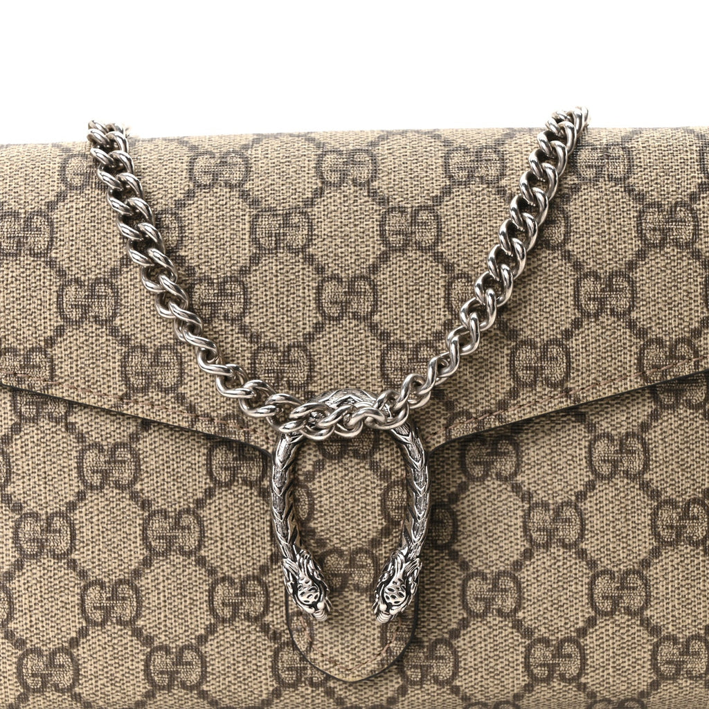 GG Supreme Monogram Mini Dionysus Chain Wallet Beige Taupe