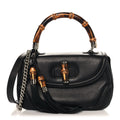 Calfskin Medium New Bamboo Top Handle Bag Black