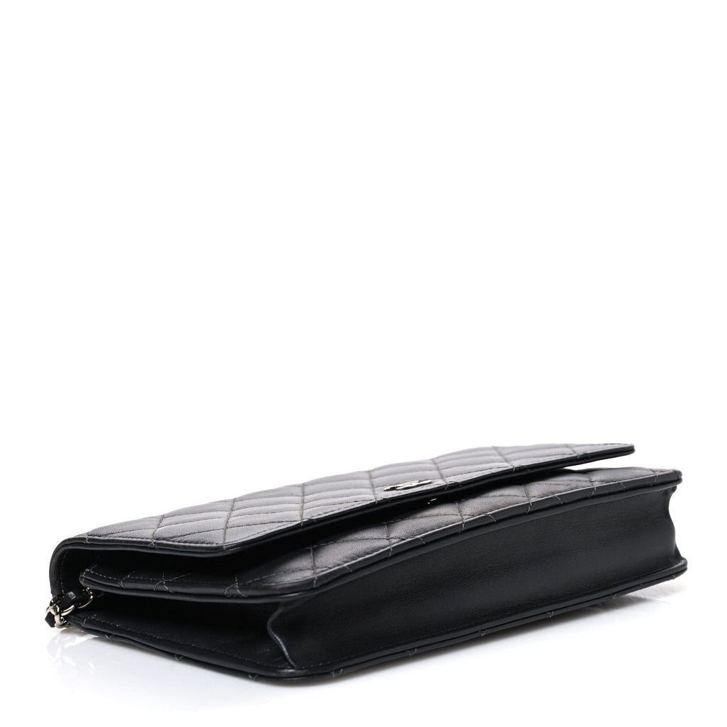 Lambskin Quilted Wallet On Chain WOC Black