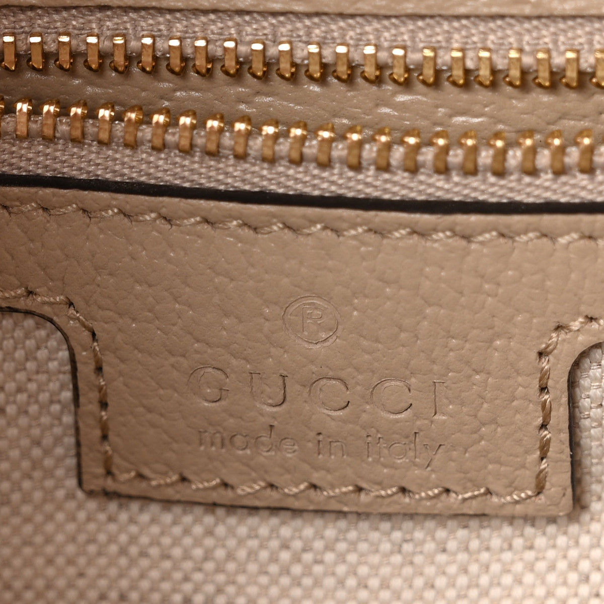 GG Supreme Monogram Textured Dollar Calfskin Web Small Ophidia Padlock Top Handle Bag Beige Mystic White Oatmeal