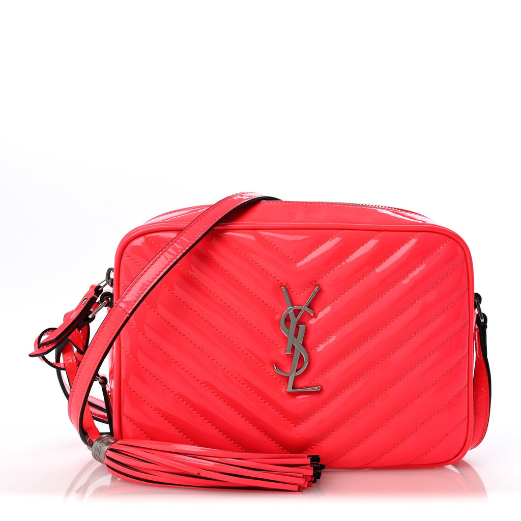 Patent Calfskin Matelasse Monogram Lou Camera Bag Neon Pink