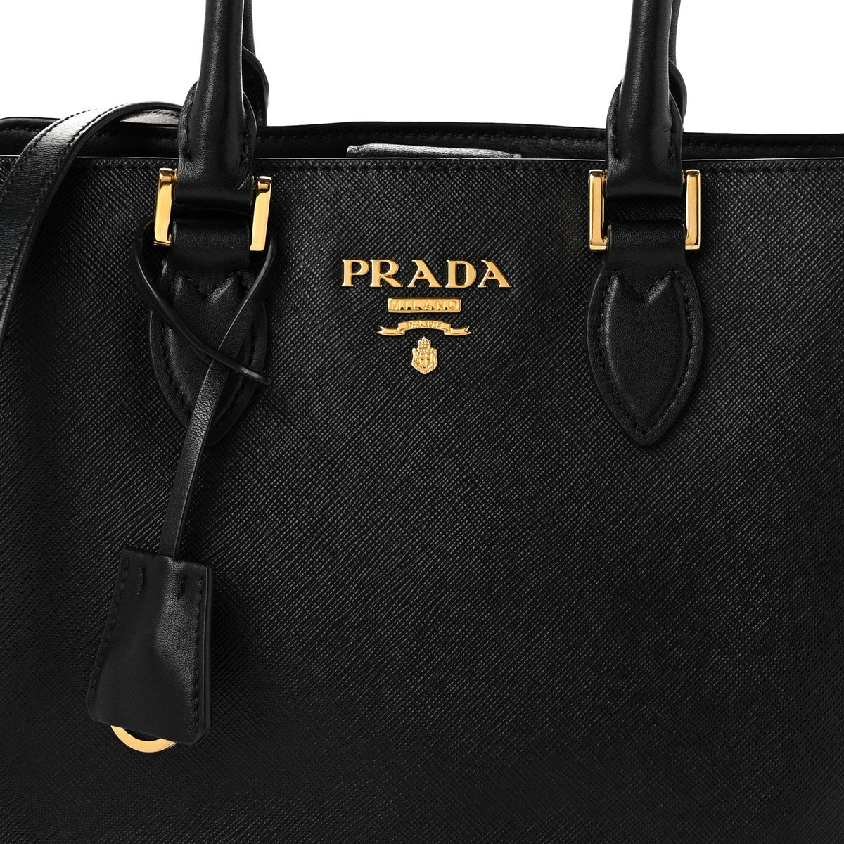 Saffiano Soft Calfskin Small Zippered Tote Black