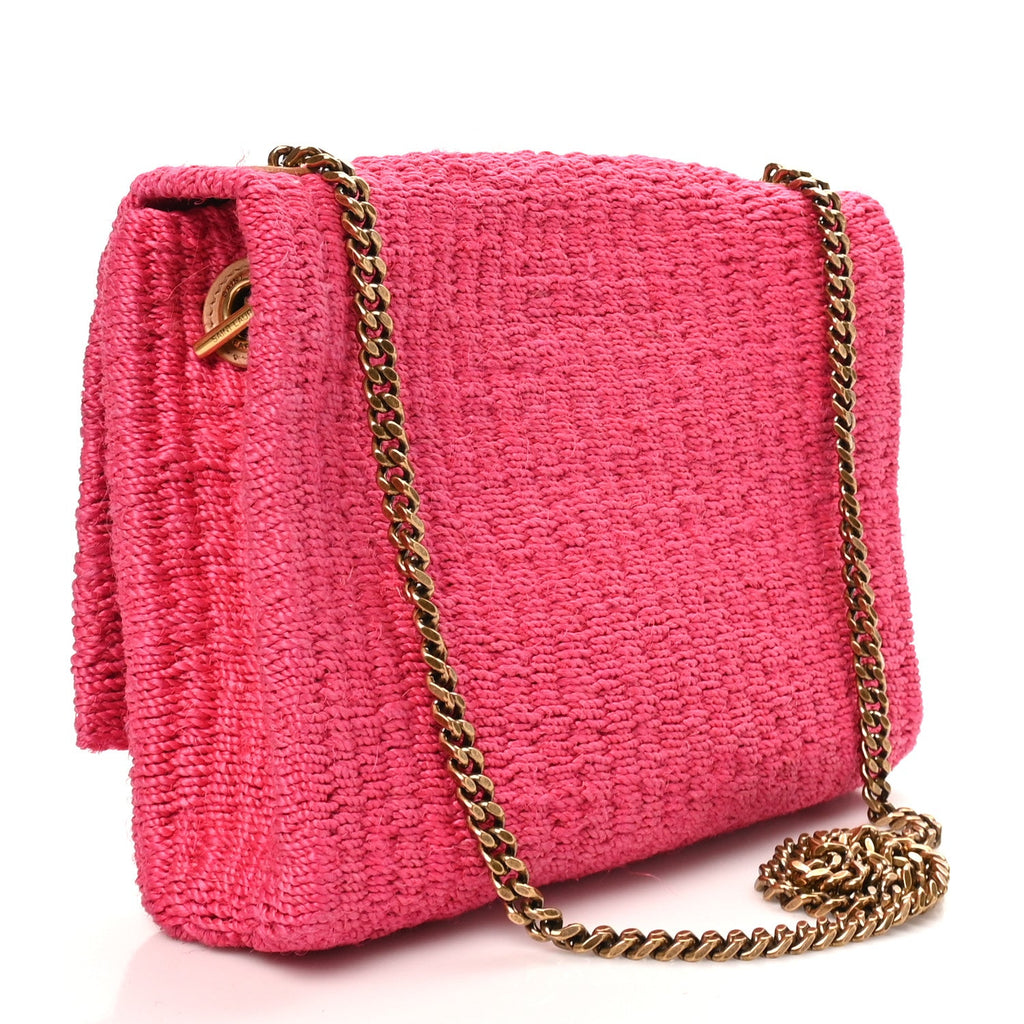 Raffia Medium Monogram Kate Satchel Pink Glow