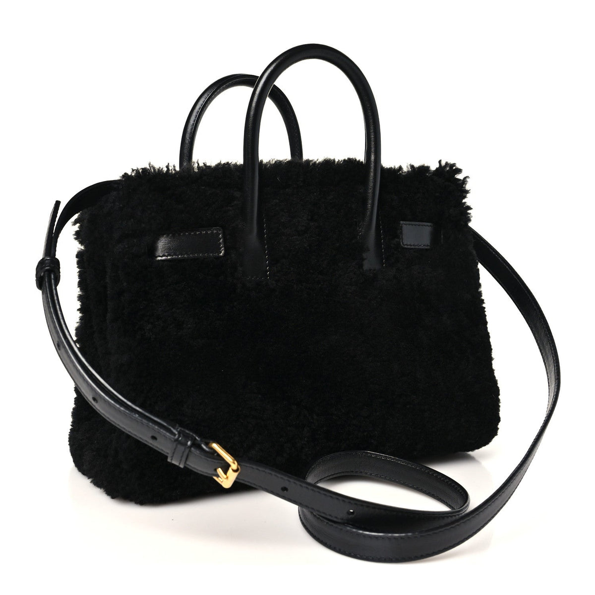 Shearling Nano Sac De Jour Black