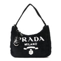Terry Cloth Mini Re-Edition 2000 Bag Black White